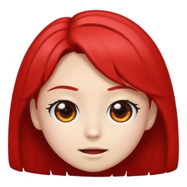 Faca um emoji com cabelo branco de anime e um dos olhos pretos com o meio vermelho sticker