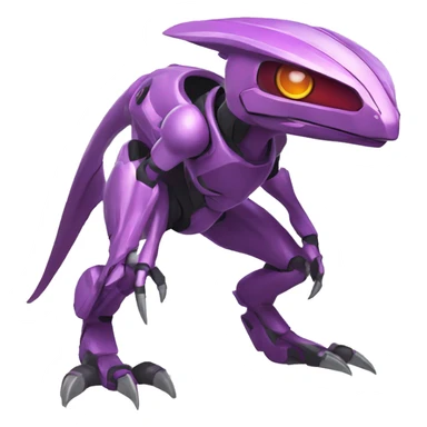 a Genesect-Raptor-Fakémon—hybrid with a futuristic visor-helmet full body sticker