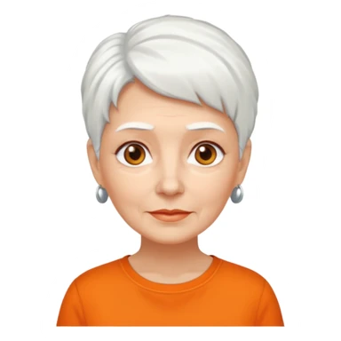 older white haired woman with orange shirt short white hair sticker