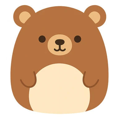 flat vector illustration of a grizzly bear squishmallow plushie sticker