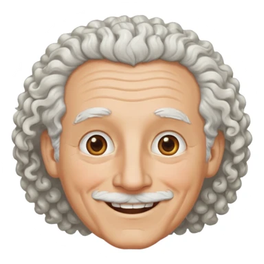 Old white man with curly white hair, hazel eyes, no mustache sticker