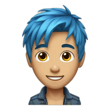 Boy,Side Cut Hair, Blue Hair sticker
