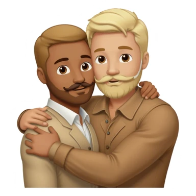 man with a blond beard hugging a man with a brown moustach sticker