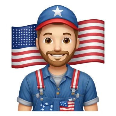 redneck guy with american flag overalls sticker