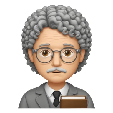 Sad male Writer with curly gray hair and glasses sticker