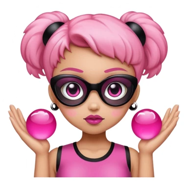 Light skin power puff girl wearing pink with black glass sticker