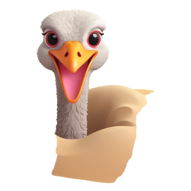ostrich head buried in sand, playful style sticker