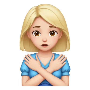 Girl, cross her both arm in chest, to gag sticker