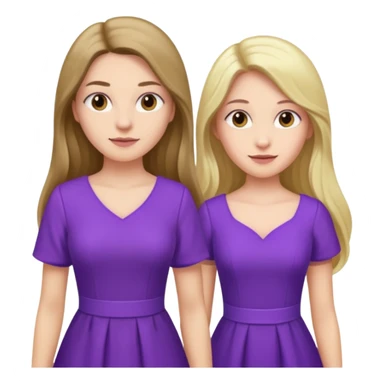 A couple in same outfit female with long hair and purple dress sticker