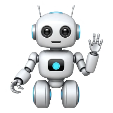 robot cartoon simple kid toy white innocent funny gudget chatGPT friendly round adorable musical sticker