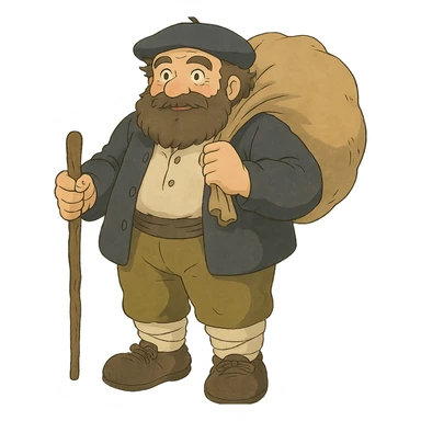 Ghibli style illustration of Basque mythological creature Olentzero sticker