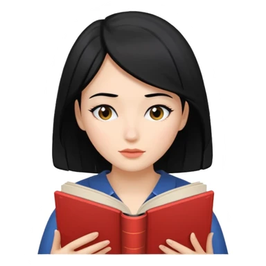 검정머리에 책읽고있는 여자. 해줘. 그리고 그 책으로 얼굴 반은 가린듯한 sticker