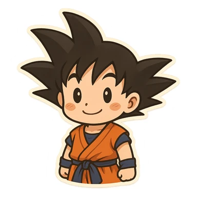 Goku, spiky hair, orange gi, chibi style sticker