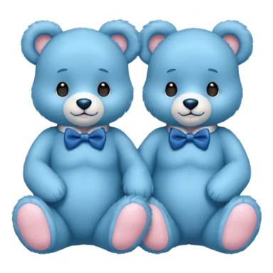sweet twin little blue bears with blue bow tie sitting sticker