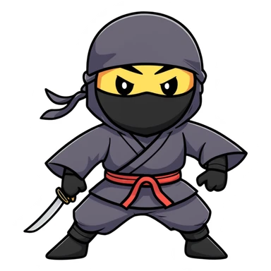 a cute cartoon ninja in action pose sticker