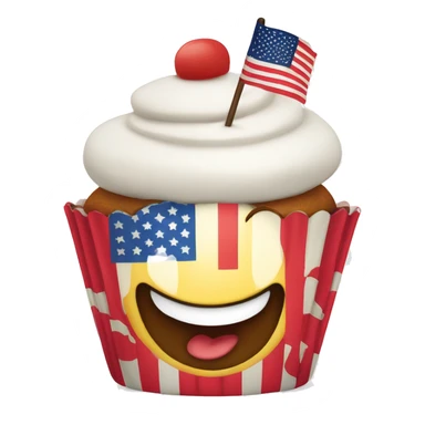 Happy cupcake with an American flag sticker