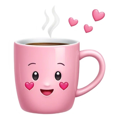 Pink coffee mug with hearts sticker