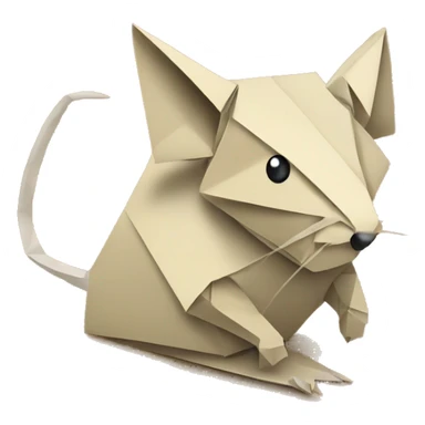 Beige Origami newspaper rat sticker
