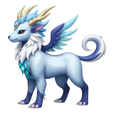 Shiny Glossy Pastel Light Divine Scaly Beautiful Floral Snowy Pretty Absol-Amaura-Suicune-Cobalion-fusion, full body sticker
