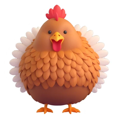 cute hen with fluffy feathers, round and soft, cheerful expression sticker