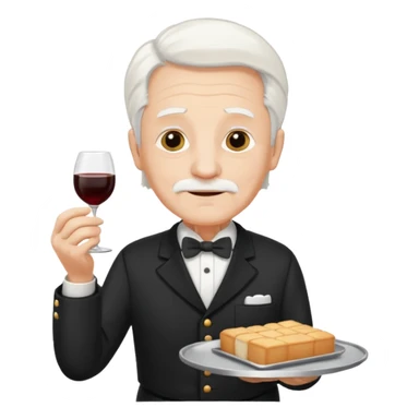 ai aik old man with white hair wearing waitor dress sticker