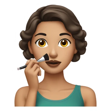 Brunette girl doing makeup sticker