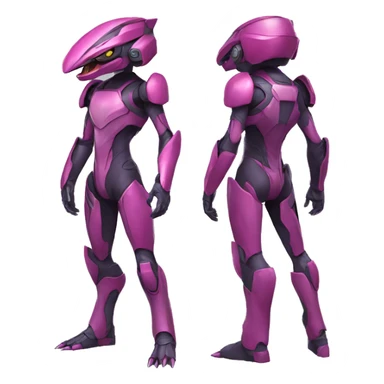 a Genesect-Raptor-Fakémon—hybrid with a futuristic visor-helmet full body sticker