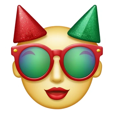 glitter red and green glasses vertically sticker