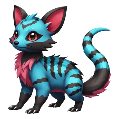 Rare exotic cute epic aesthetic colorful Salandit-Eevee-Civet-species-Fakemon-hybrid-creature, with markings, full body sticker