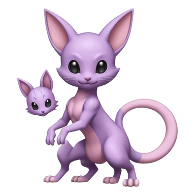 Pastel dull greyish anthropomorphic furry Mewtwo-Beerus-Venom-Espeon-Espurr-Minccino-hybrid-fusion-animal-ET-species-creature  sticker