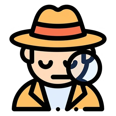 Detective with magnifying glass and hat sticker