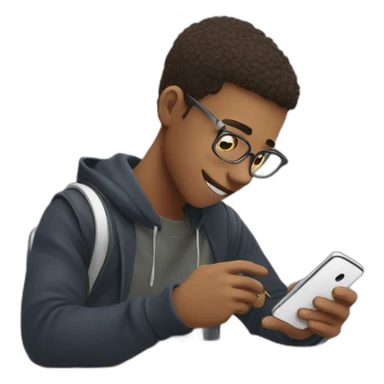 a student has a mobile phone in his hand while doing an exam sticker