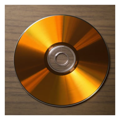 close-up realistic orange CD disk, photorealistic, metallic shine, no text sticker