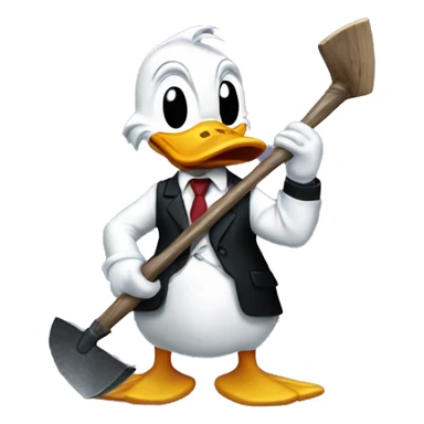 Donald Duck dressed as Patrick Bateman holding axe  sticker