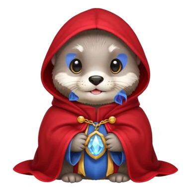 baby grey otter, in magic red cloak sticker