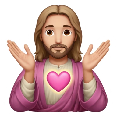 Jesus making pink heart with hands sticker