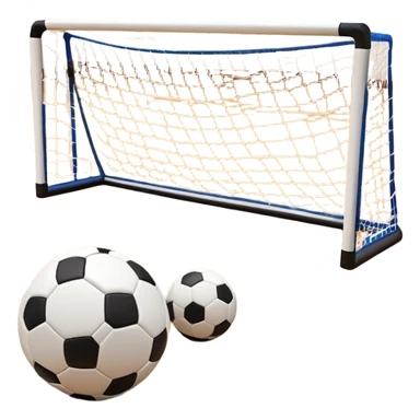 A close-up of footballs and a goal on a covered indoor futsal court with a wooden floor. The scene highlights the details of the balls and goalposts, with the smooth, polished court surface creating a clean and focused atmosphere for the game. sticker