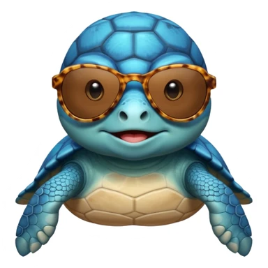 a big and cute blue  sea turtle wearing sun glasses  sticker
