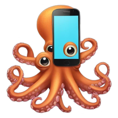 An octopus with a smartphone sticker