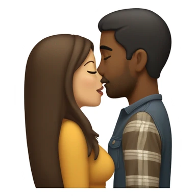 Thick brunette woman kissing brown man  sticker