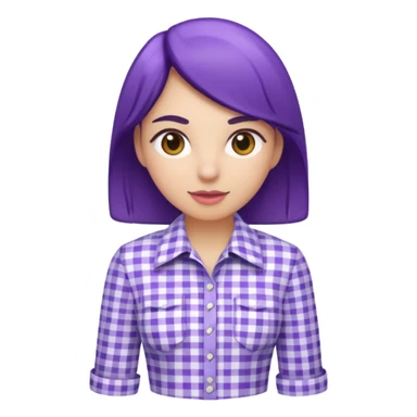 purple white gingham shirted woman sticker
