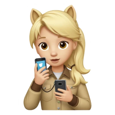 blonde pony talking with cellphone sticker