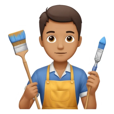 Man in apron cleaning brush sticker