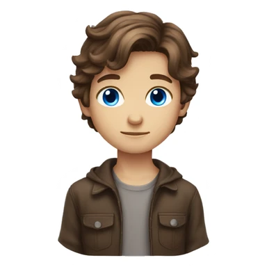 long brown hair boy with blue eyes sticker