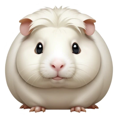 Cinematic Noble White Guinea Pig Portrait Emoji, Poised and regal, with a compact, chubby build and a pristine, well-groomed pure white coat, deep-set soulful dark eyes, Simplified yet sharp and sophisticated features, highly detailed, glowing with a soft, dignified glow, high shine, intelligent and sweet, stylized with an air of gentle purity, focused and attentive, soft glowing outline, capturing the essence of a watchful and confident little companion, so majestic it feels as though it could scurry out of the screen with effortless authority! sticker