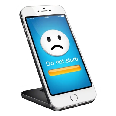 a mobile phone holding up a ‘do not disturb’ sign sticker