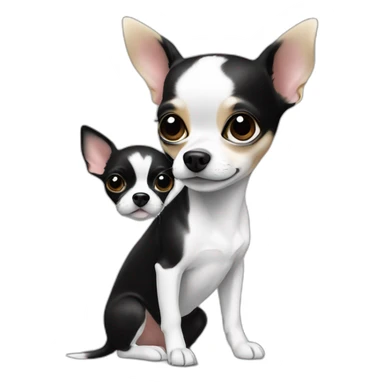 Chihuahua black and white with girl sticker