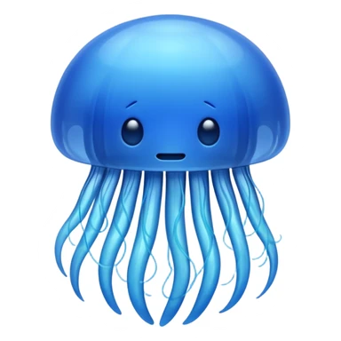jelly fish, no face, blue, apple emoji style sticker