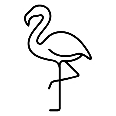 flamingo, outlined icon style, black lines, no fill, minimal, modern, no background sticker