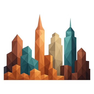 city skyline composed of geometric shapes in polygonal style sticker
